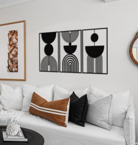 Neutral Geometric Wood Wall Art