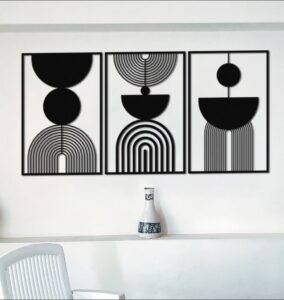 Neutral Geometric Wood Wall Art