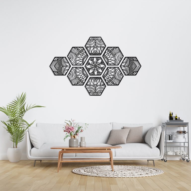 Hexagon Floral Mandala Wall Art