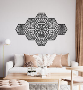 Hexagon Floral Mandala Wall Art