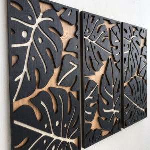 wooden monstera wall art
