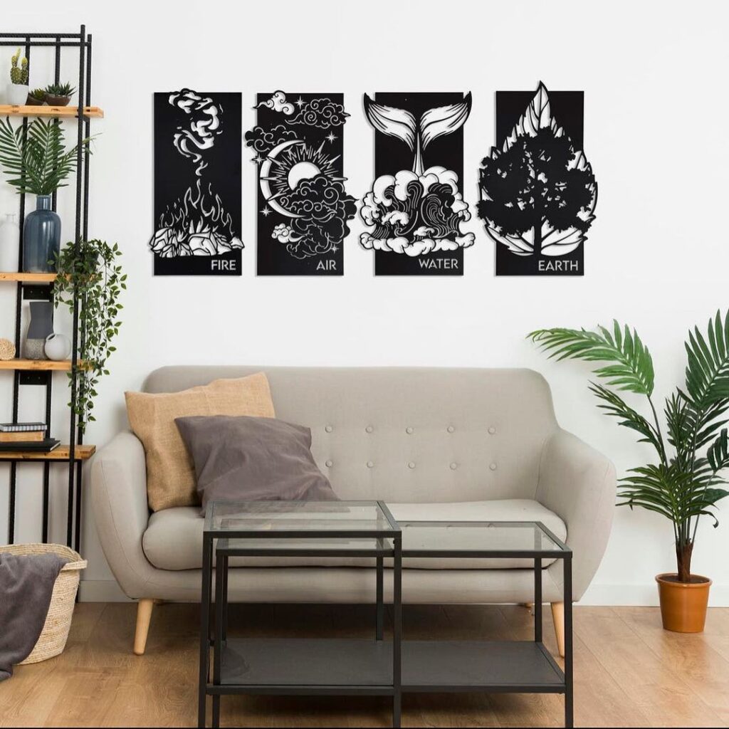 Four Elements Wooden Wall Art