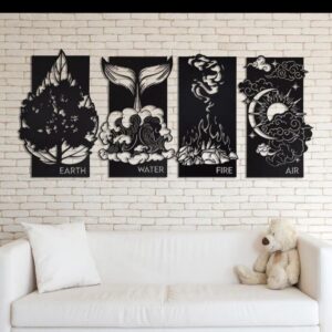 Four Elements Wooden Wall Art